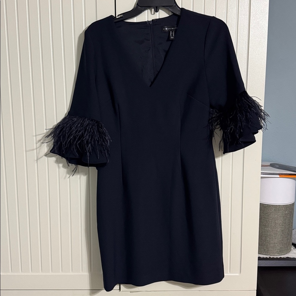 Aidan Mattox Navy Feather dress - Picture 15 of 15